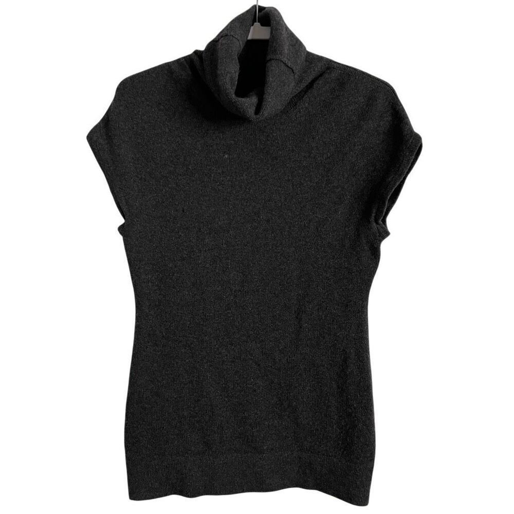 Scoop Nyc Womens Cashmere Tunic Turtleneck M Gray Short Sleeve Capsule Wardrobe